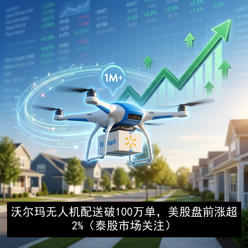 沃尔玛无人机配送破100万单，美股盘前涨超2%（泰股市场关注）